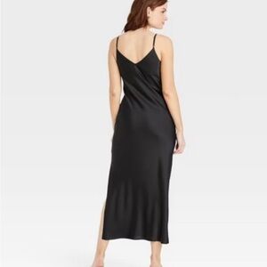 A New Day Maxi Slip Dress black size small deep v neck